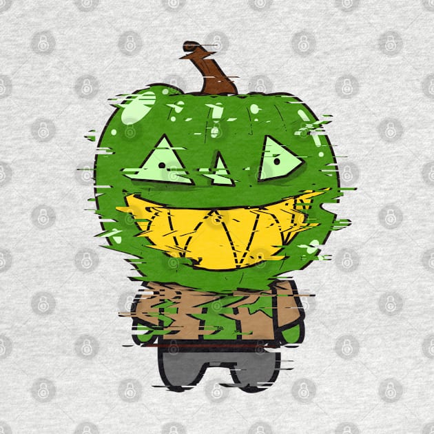 Green Zombie Pumpkin Man of Halloween by BoboSong